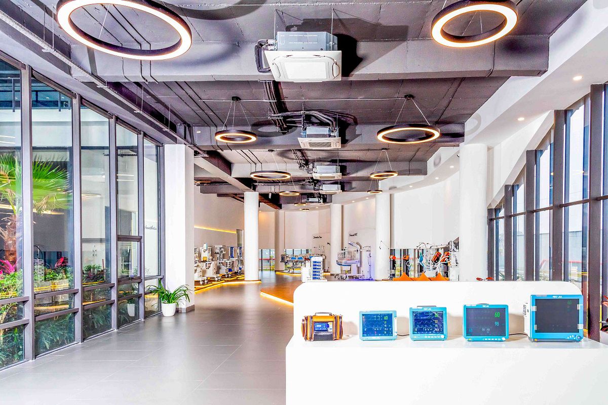 Interior view of the medical products showroom.