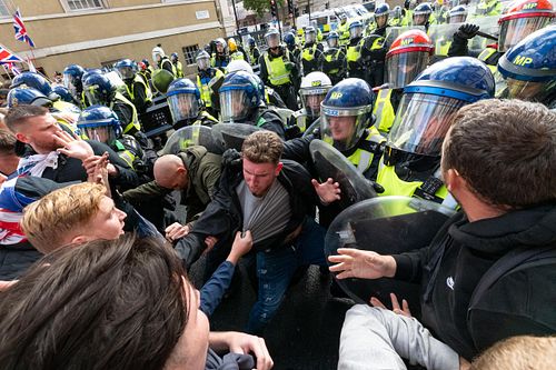 Violent clashes at “Unite the Kingdom” march, London, UK