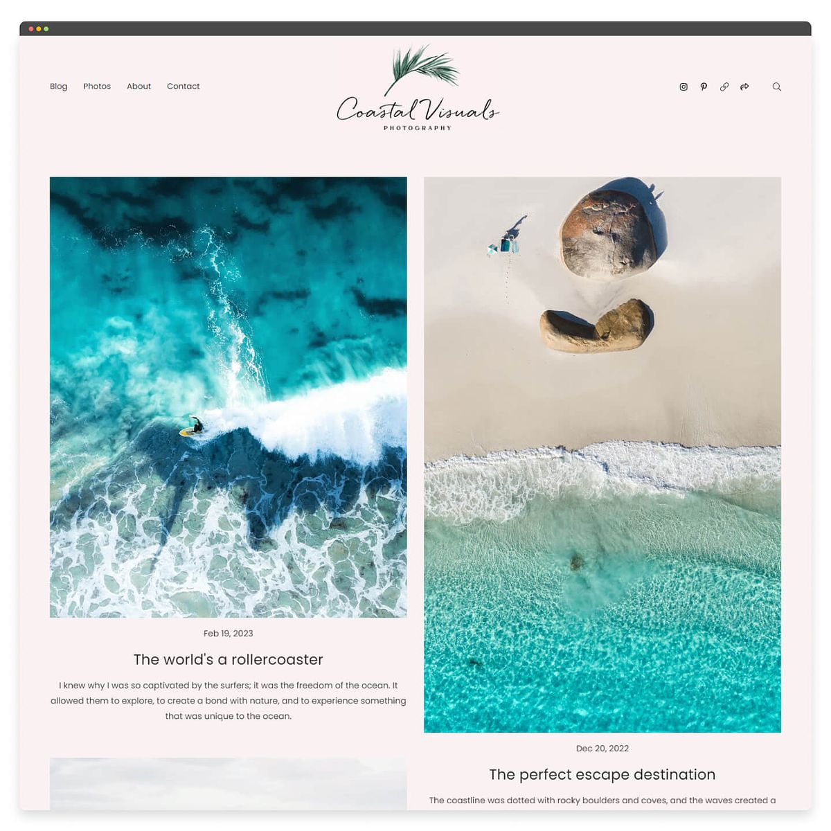 Portfolio de photographies aériennes de photographie de visuels côtiers