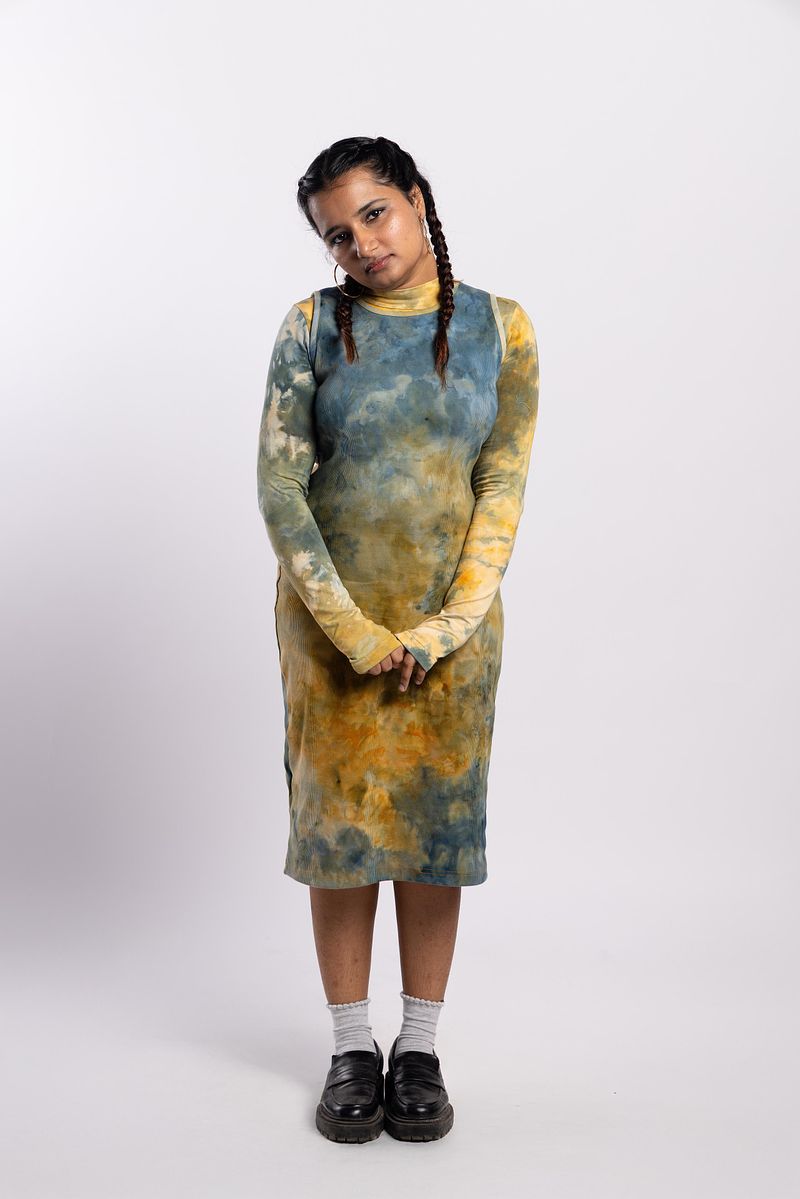 Ribbed Dress Golden Hour (Blue Gold)