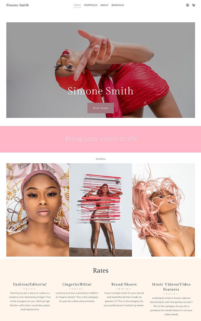 Portfólio de modelos online de Simone Smith
