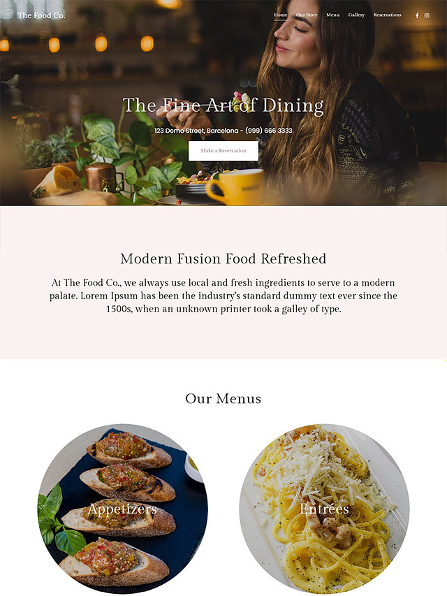 Meta - Restaurant Website Template by Pixpa