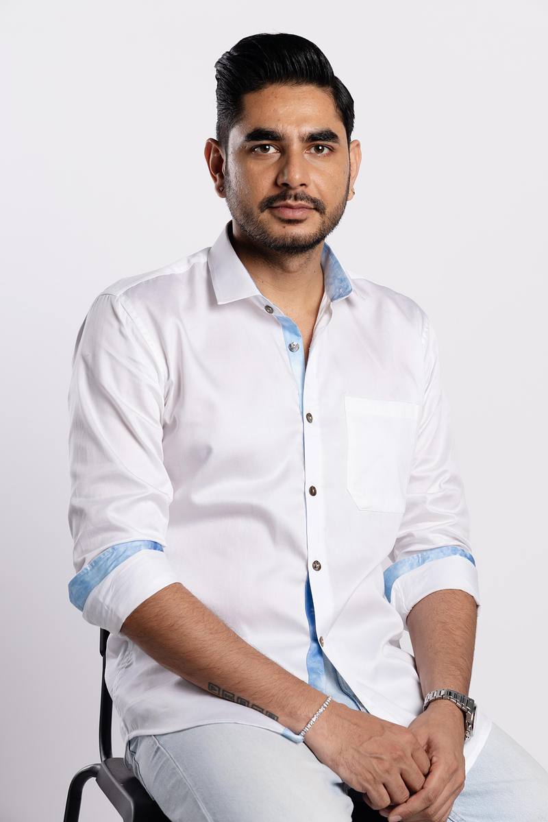 Signature White Premium Cotton Shirt - Summer Sky