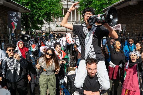 Pro-Palestine protest outside UCL, London, UK