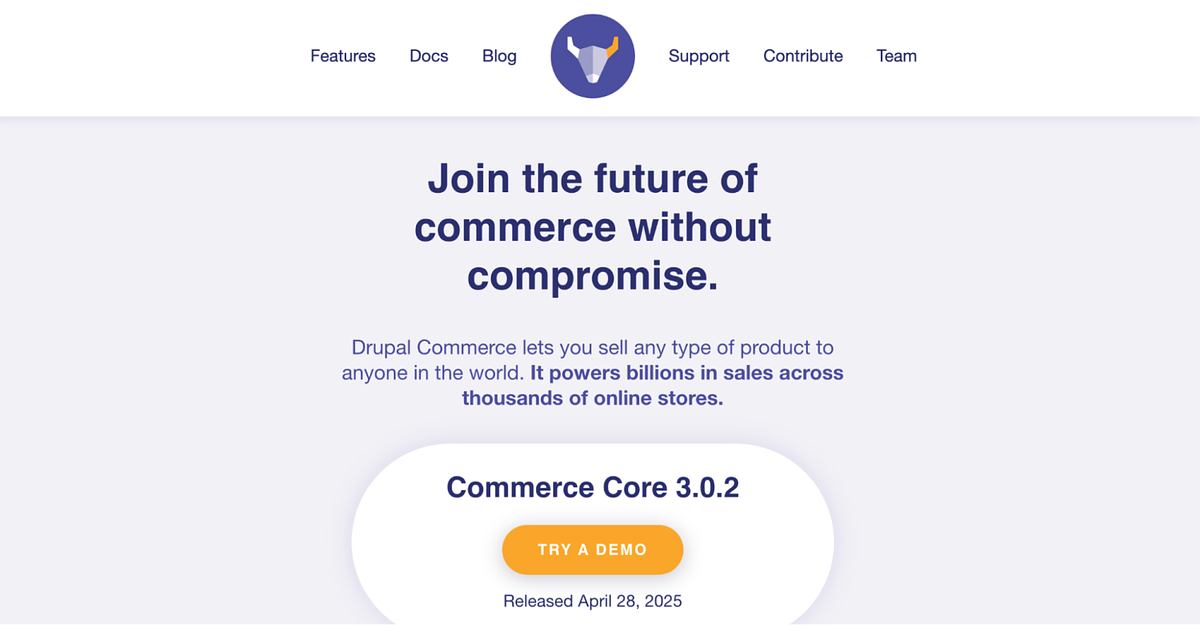Drupal commerce e-commerce website builder home page
