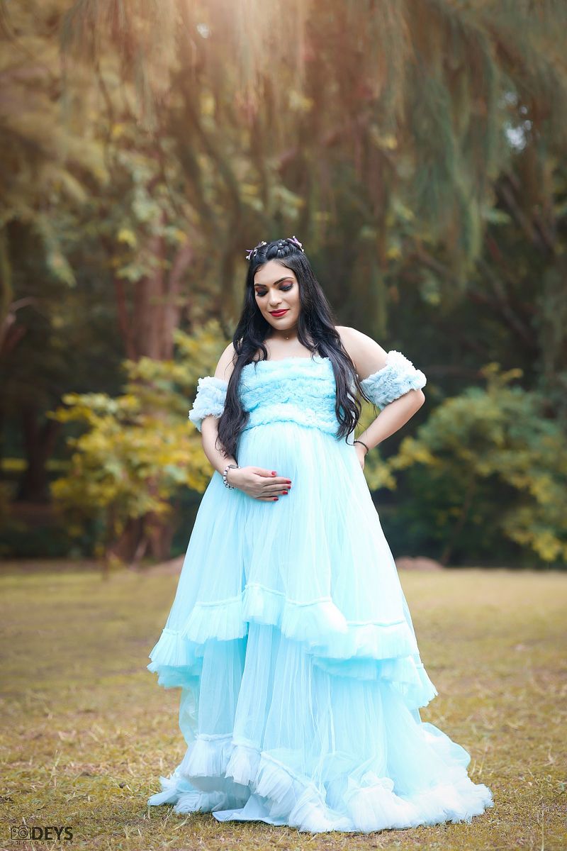 DP016 - Ruffled Cool Blue Gown