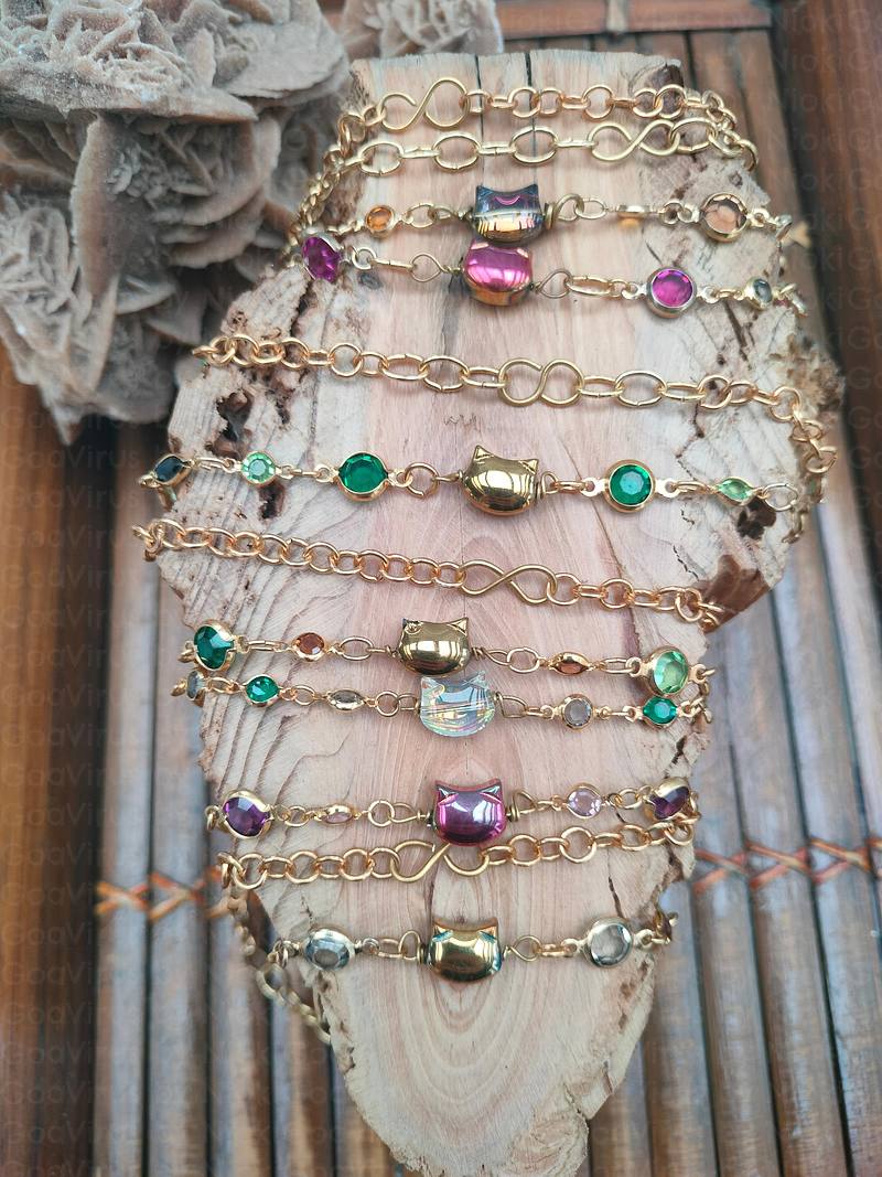 Strass charms kitten necklace