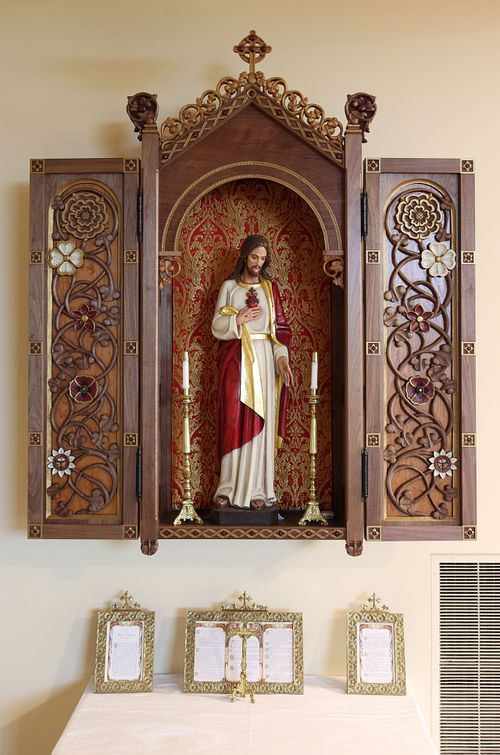 The finished shrine with the restored statue at St. Bernadette Catholic Church in Lancaster, Ohio