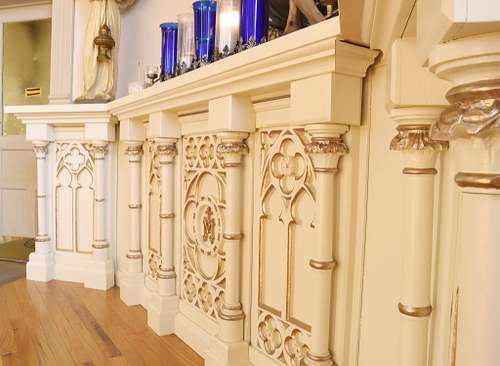 catholic wood carving votive shrine