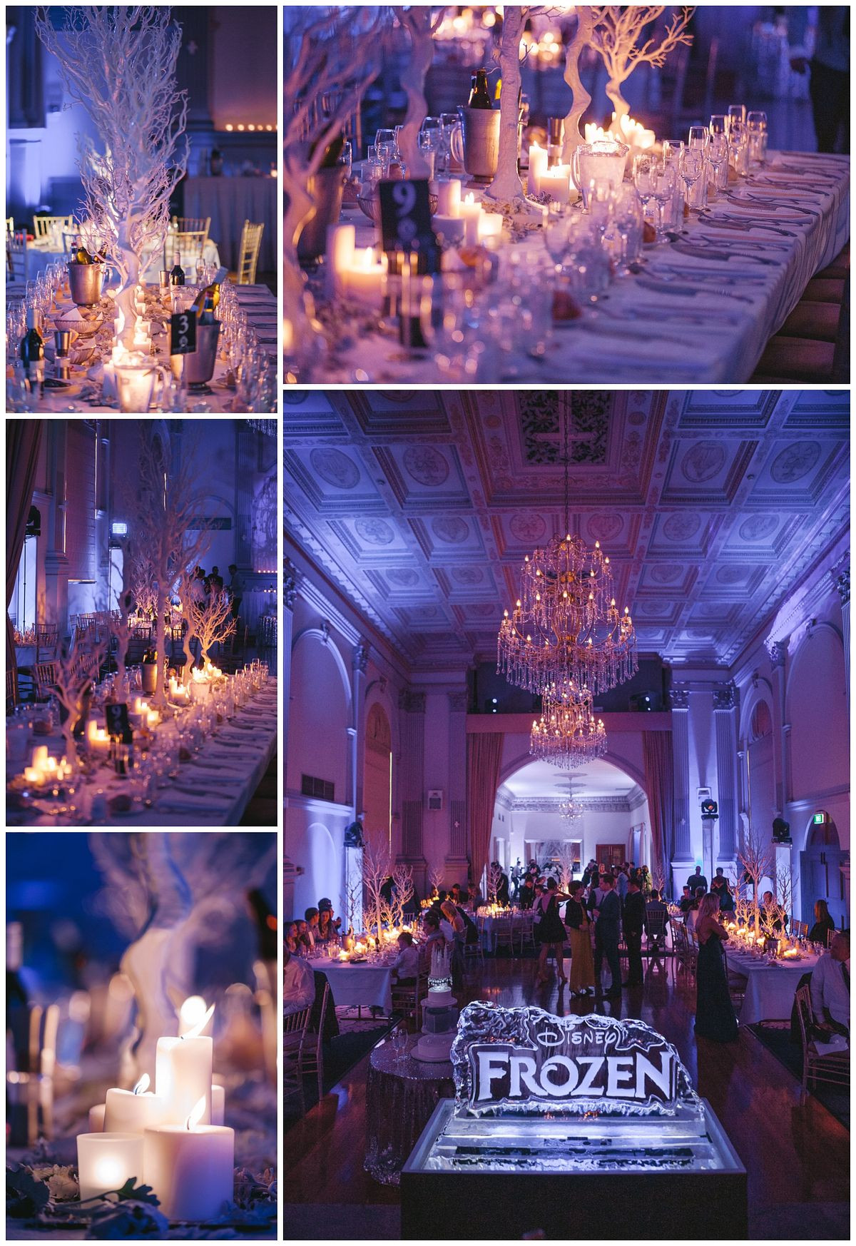 Frozen themed wedding reception at Grand Banquet Room, Curzon Hall.