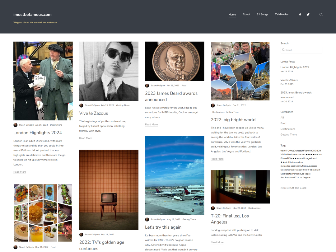 Magazine I Must Be Famous home page screenshot