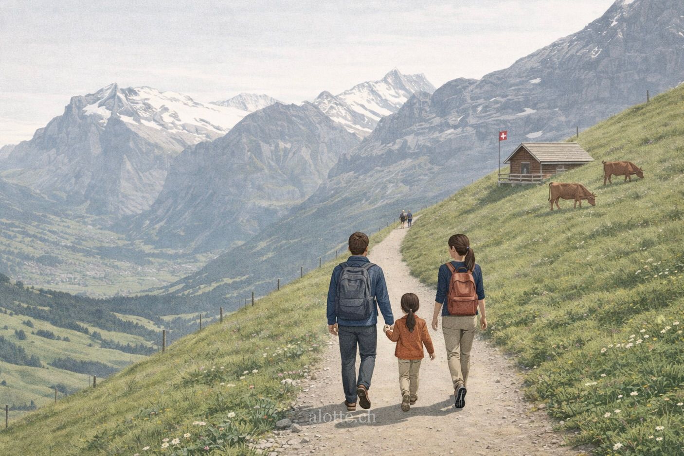 Martin Potter and young family in Swiss alps after relocating