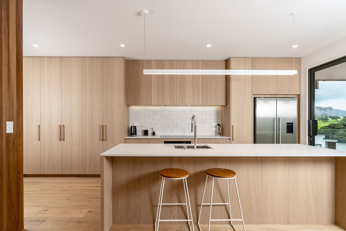 Architectural exterior photography of a modern residential home in West Village, Raglan by Flax Cove Studio.