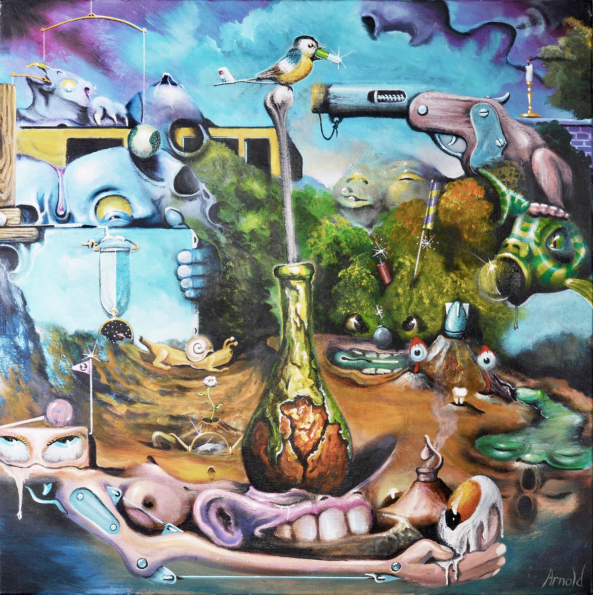 Great tit  &ndash; best surrealist artwork by Dutch artist Arnold Janssen