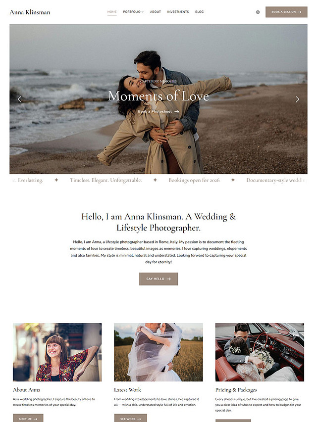 Color -  Pixpa Wedding Portfolio Website Template