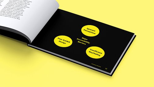 Page featuring a high-contrast diagram highlighting major accessibility barriers identified in the research.