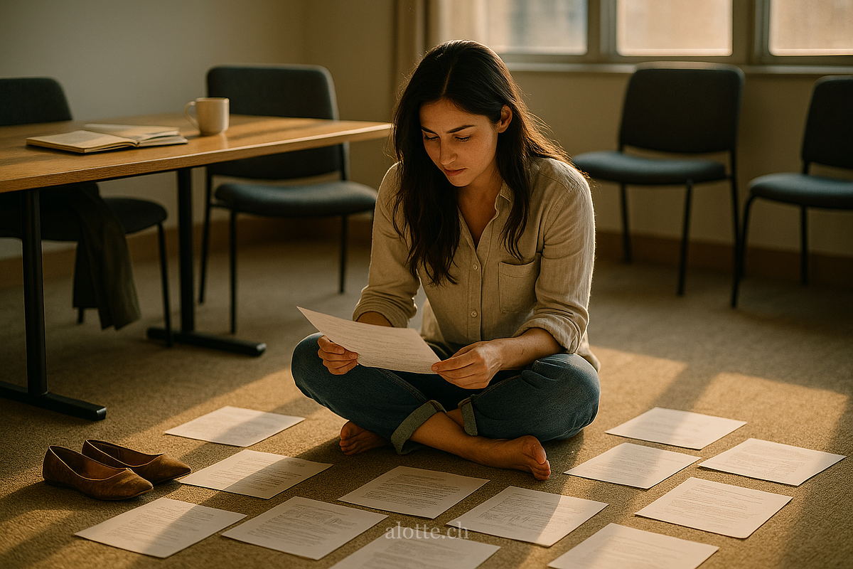 Image of a woman working on creative work prompt design by Martin Potter at alotte.ch