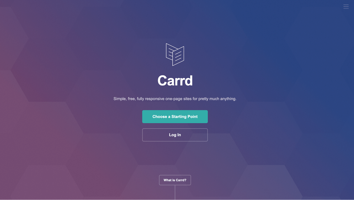 Página de inicio de Carrd