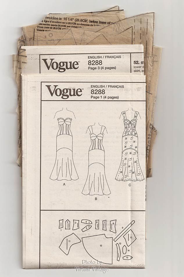 Formal Mermaid Dress Pattern, Vogue V8288, Strapless Evening Gown Patterns